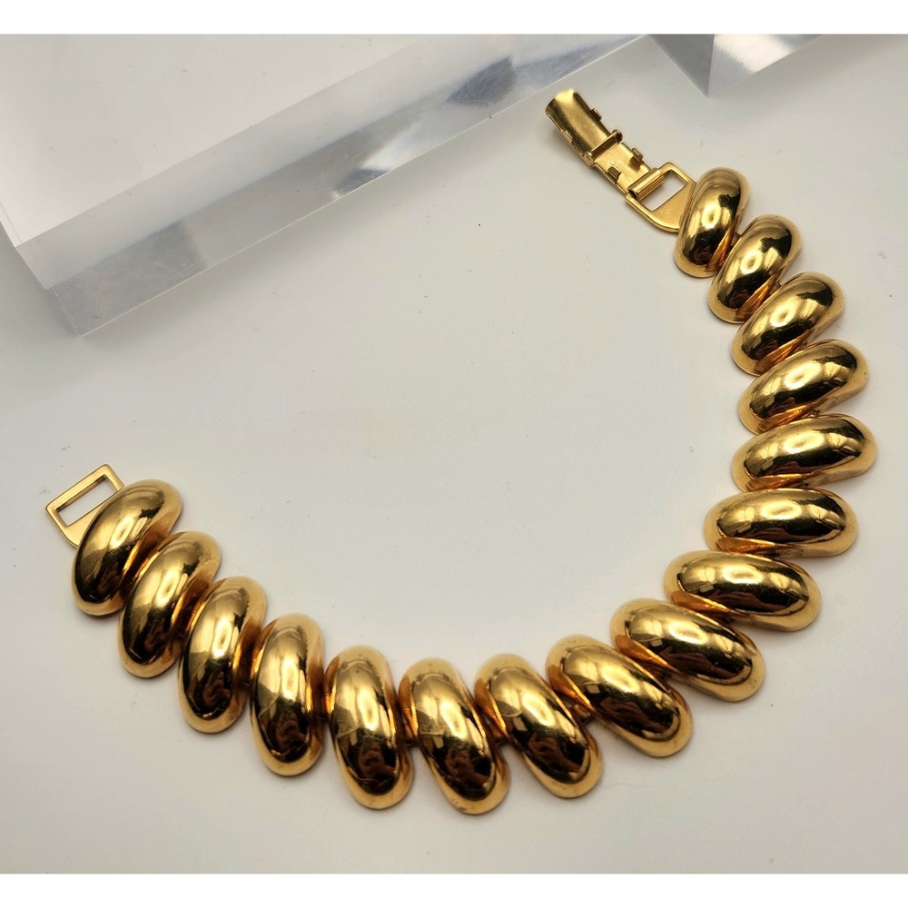 Napier San Marco Bracelet Gold Tone Vintage High Polish Link 7.5 Inch